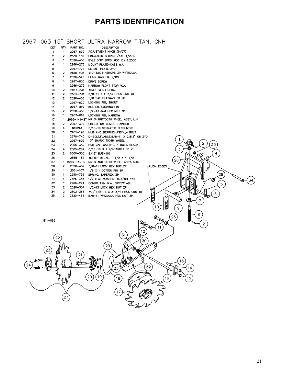 Parts identification | Yetter 2967-064 Residue Manager User Manual | Page 21 / 24