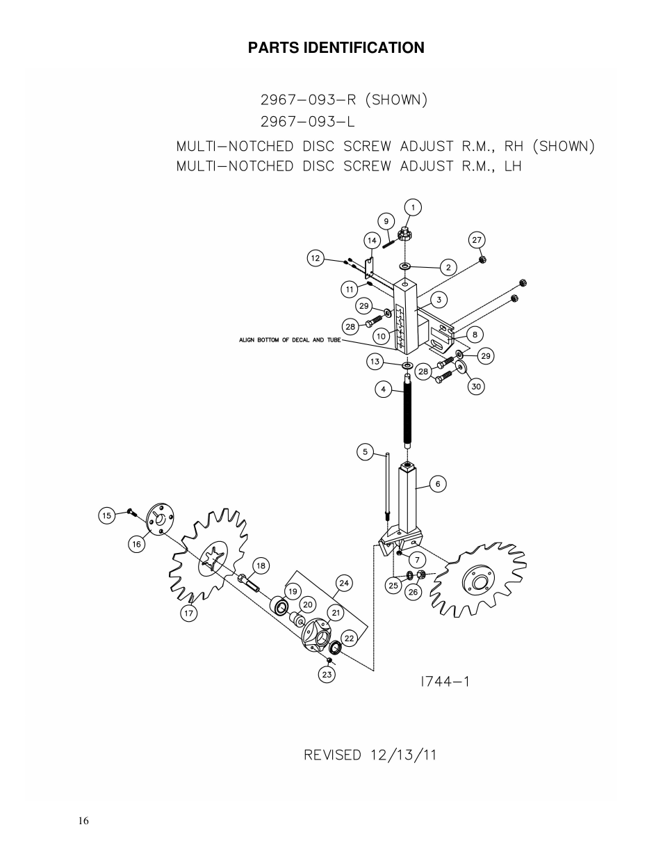 Parts identification | Yetter 2967 Notched Disc Residue Manager User Manual | Page 16 / 24