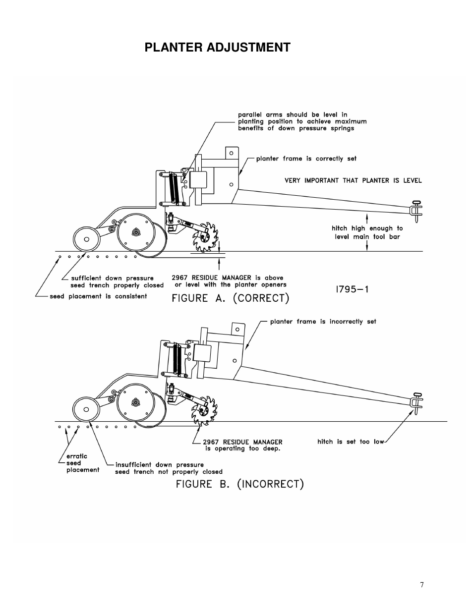 Planter adjustment | Yetter 2967-002 Single Wheel Residue Manager for Twin row User Manual | Page 7 / 18