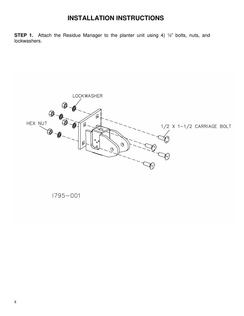 Installation instructions | Yetter 2967-002 Single Wheel Residue Manager for Twin row User Manual | Page 8 / 18