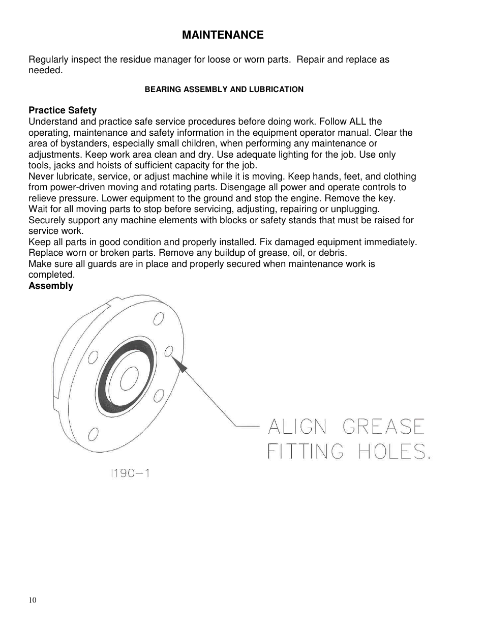 Maintenance | Yetter 2967-003 Single Wheel Residue Manager For Monosem Planter User Manual | Page 10 / 18