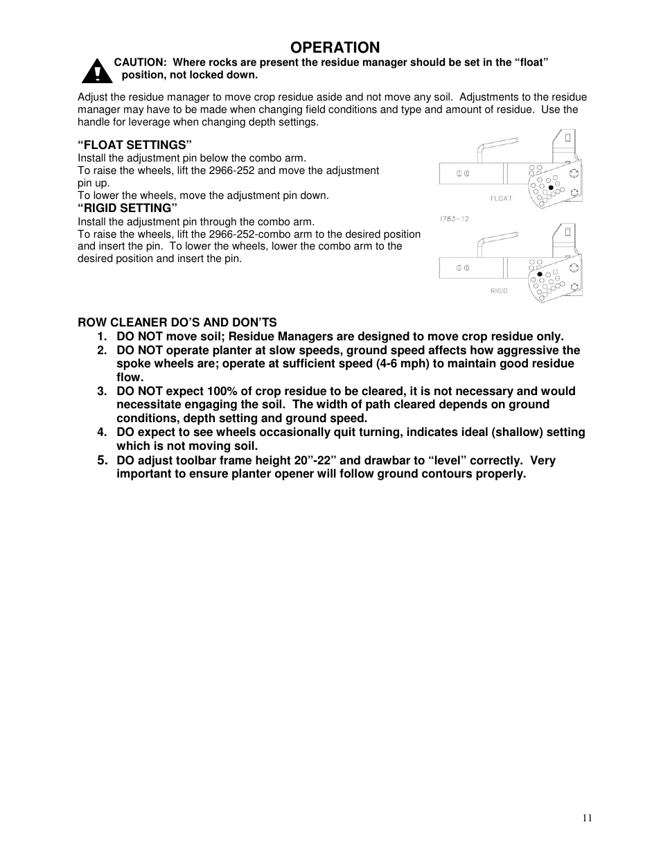 Operation | Yetter 2967-008 Titan for CNH planters User Manual | Page 11 / 20