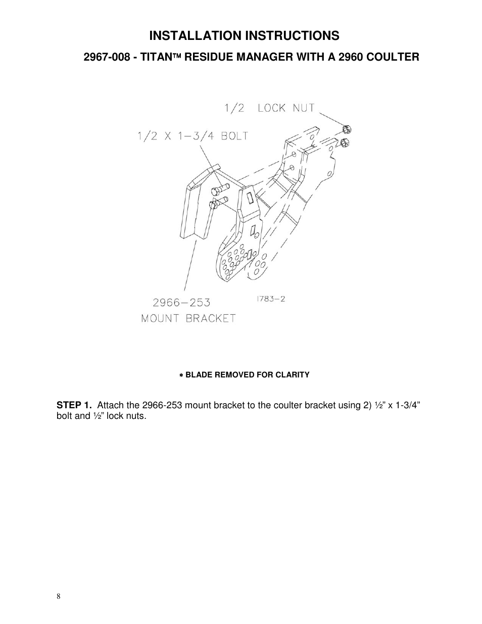 Installation instructions | Yetter 2967-008 Titan for CNH planters User Manual | Page 8 / 20
