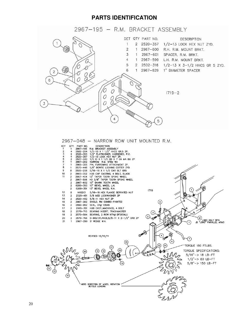 Parts identification | Yetter 2967-082 Residue Managers User Manual | Page 20 / 28