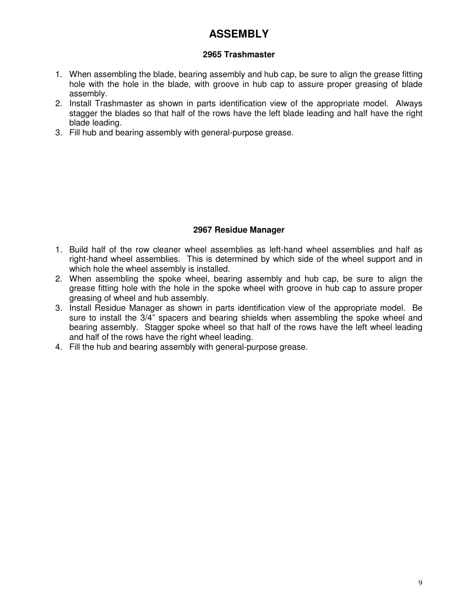 Assembly | Yetter 2967-082 Residue Managers User Manual | Page 9 / 28