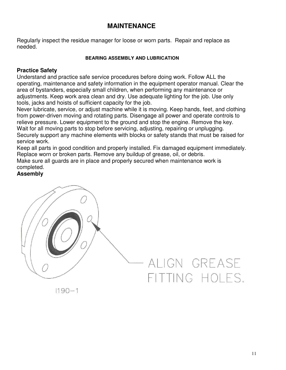 Maintenance | Yetter 2967-097 TITAN Series Short U.N.T. CNH Residue Manager User Manual | Page 11 / 20