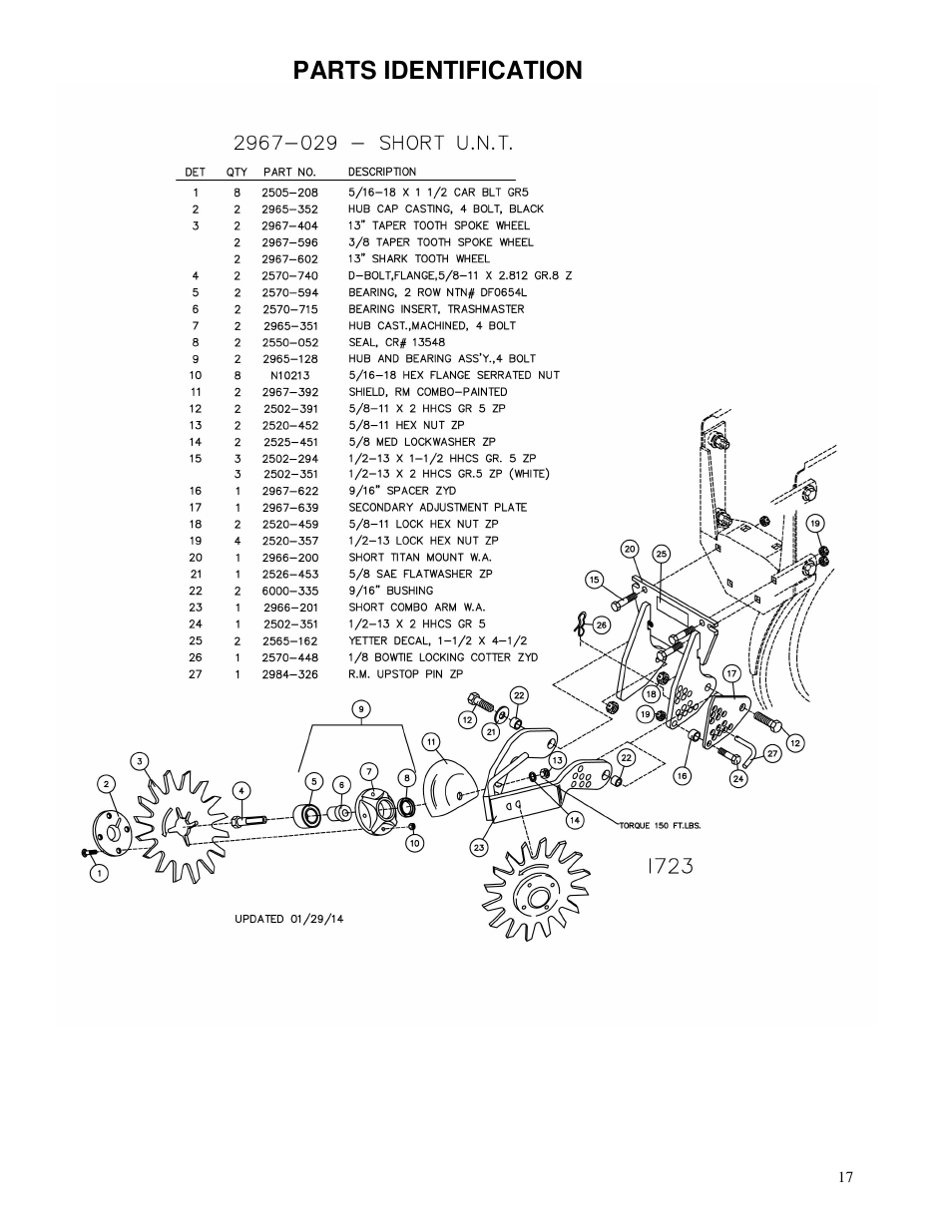 Parts identification | Yetter 2967-097 TITAN Series Short U.N.T. CNH Residue Manager User Manual | Page 17 / 20