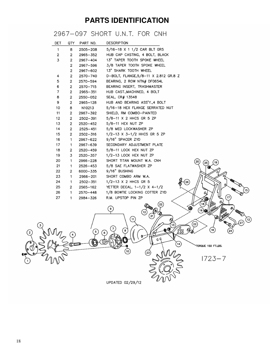 Parts identification | Yetter 2967-097 TITAN Series Short U.N.T. CNH Residue Manager User Manual | Page 18 / 20