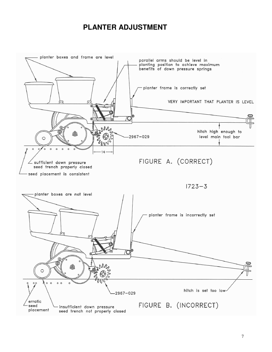 Planter adjustment | Yetter 2967-097 TITAN Series Short U.N.T. CNH Residue Manager User Manual | Page 7 / 20