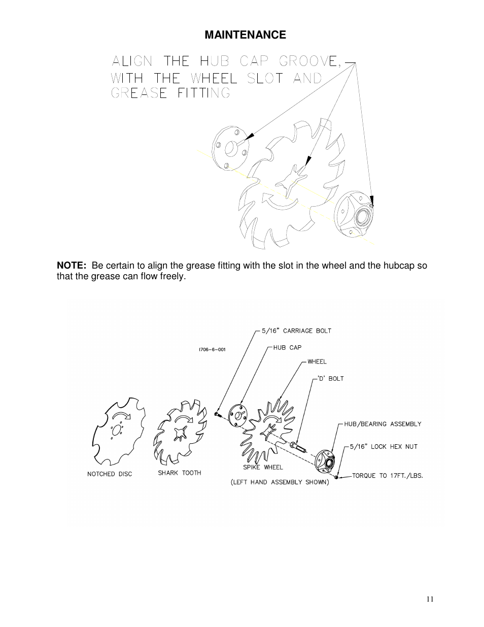 Maintenance | Yetter 2967-039 Titan C-Shank Mounted Residue Manager User Manual | Page 11 / 24