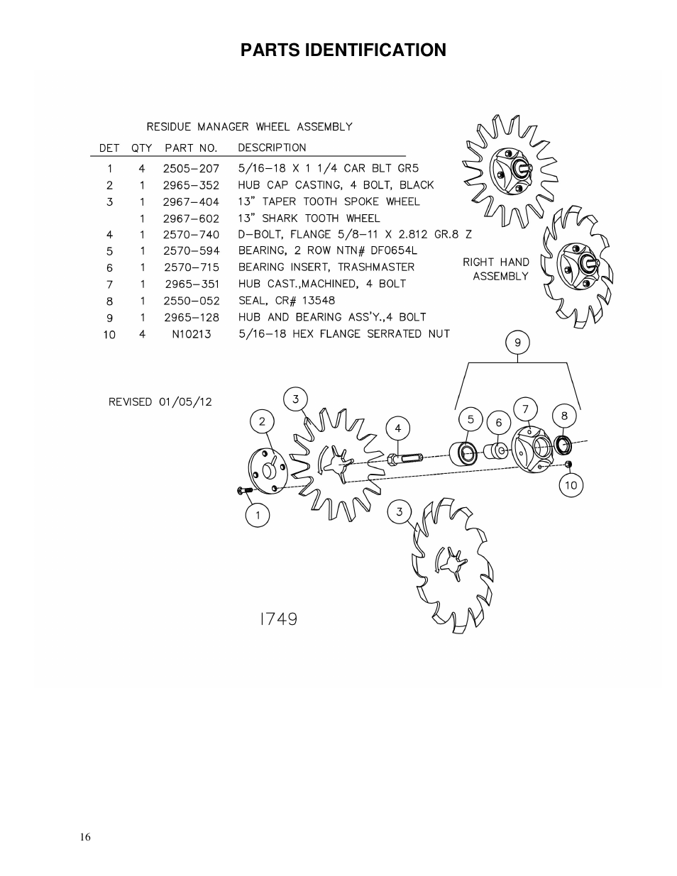 Parts identification | Yetter 2967-039 Titan C-Shank Mounted Residue Manager User Manual | Page 16 / 24