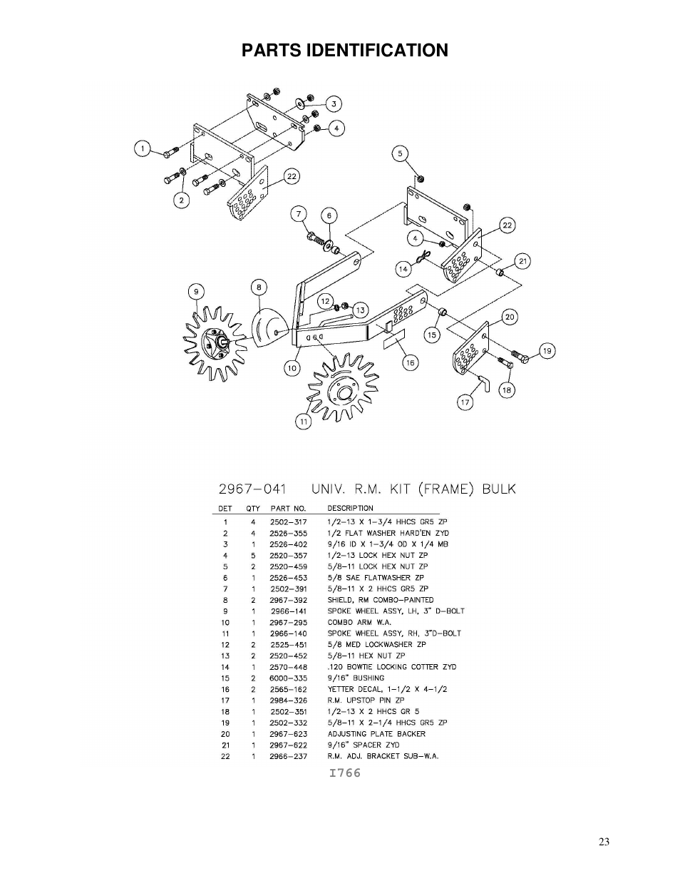 Parts identification | Yetter 2967-039 Titan C-Shank Mounted Residue Manager User Manual | Page 23 / 24