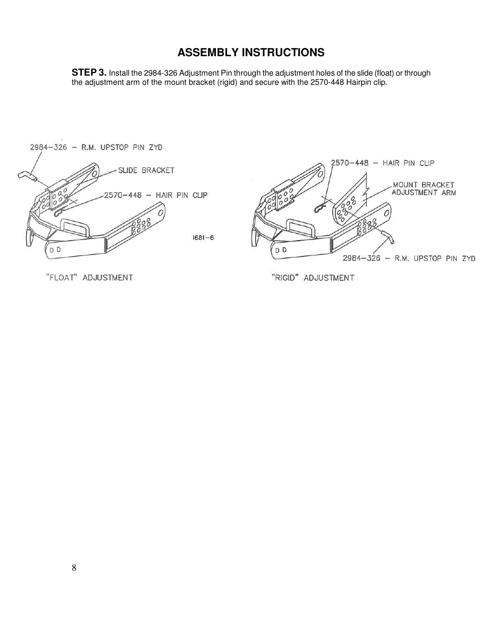 Assembly instructions | Yetter 2967-035 TITAN Universal Face Plate Mounted Floating Residue Manager User Manual | Page 8 / 20