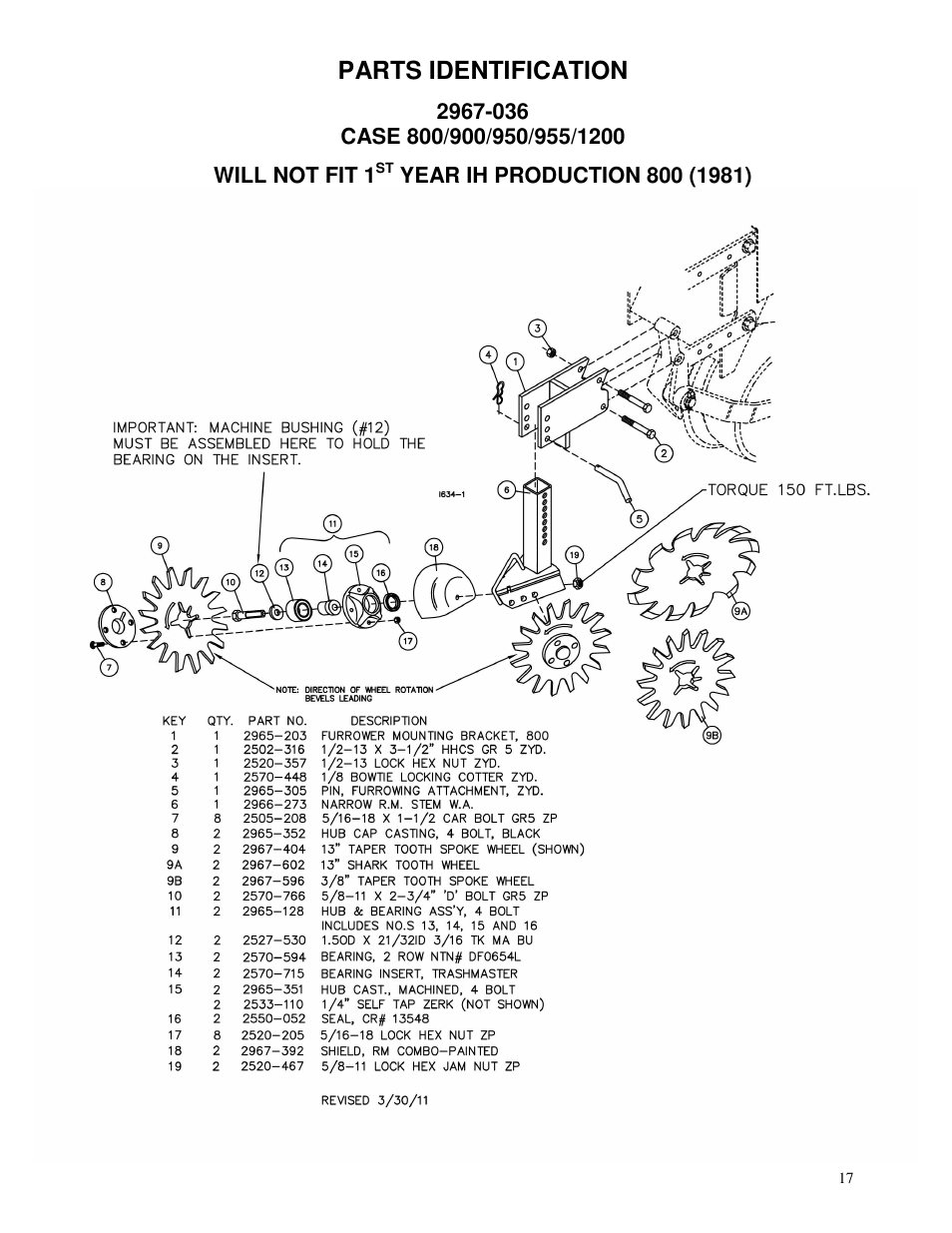 Parts identification | Yetter 2967-048 Narrow Row Residue Manager User Manual | Page 17 / 20