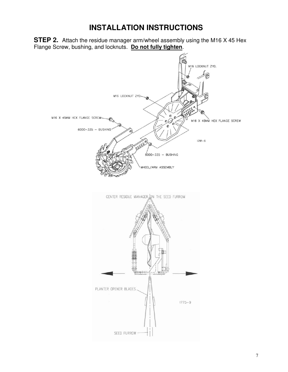 Installation instructions, Step 2 | Yetter 2967-042 TITAN Residue Manager for John Deere HD Coulter User Manual | Page 7 / 16