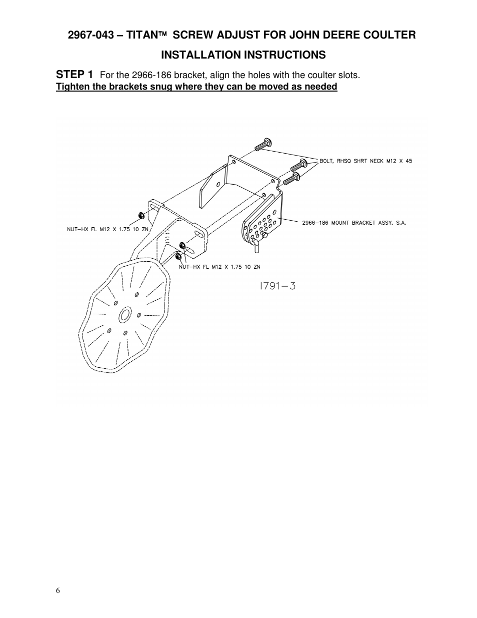 Yetter 2967-043 TITAN Screw Adjust Residue Manager for John Deere HD Coulter User Manual | Page 6 / 20