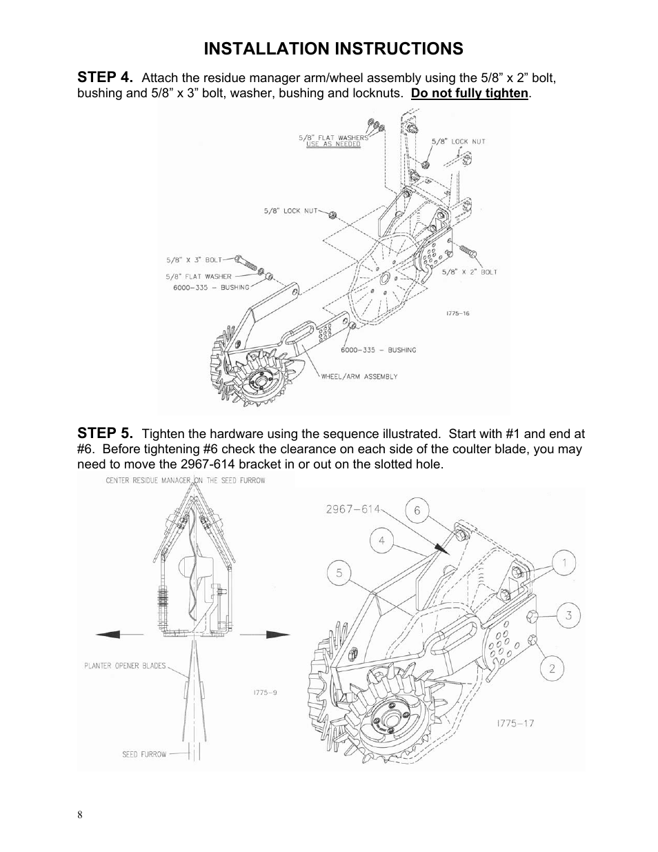 Installation instructions | Yetter 2967-047 TITAN Residue Manager for John Deere HD Coulter User Manual | Page 8 / 20