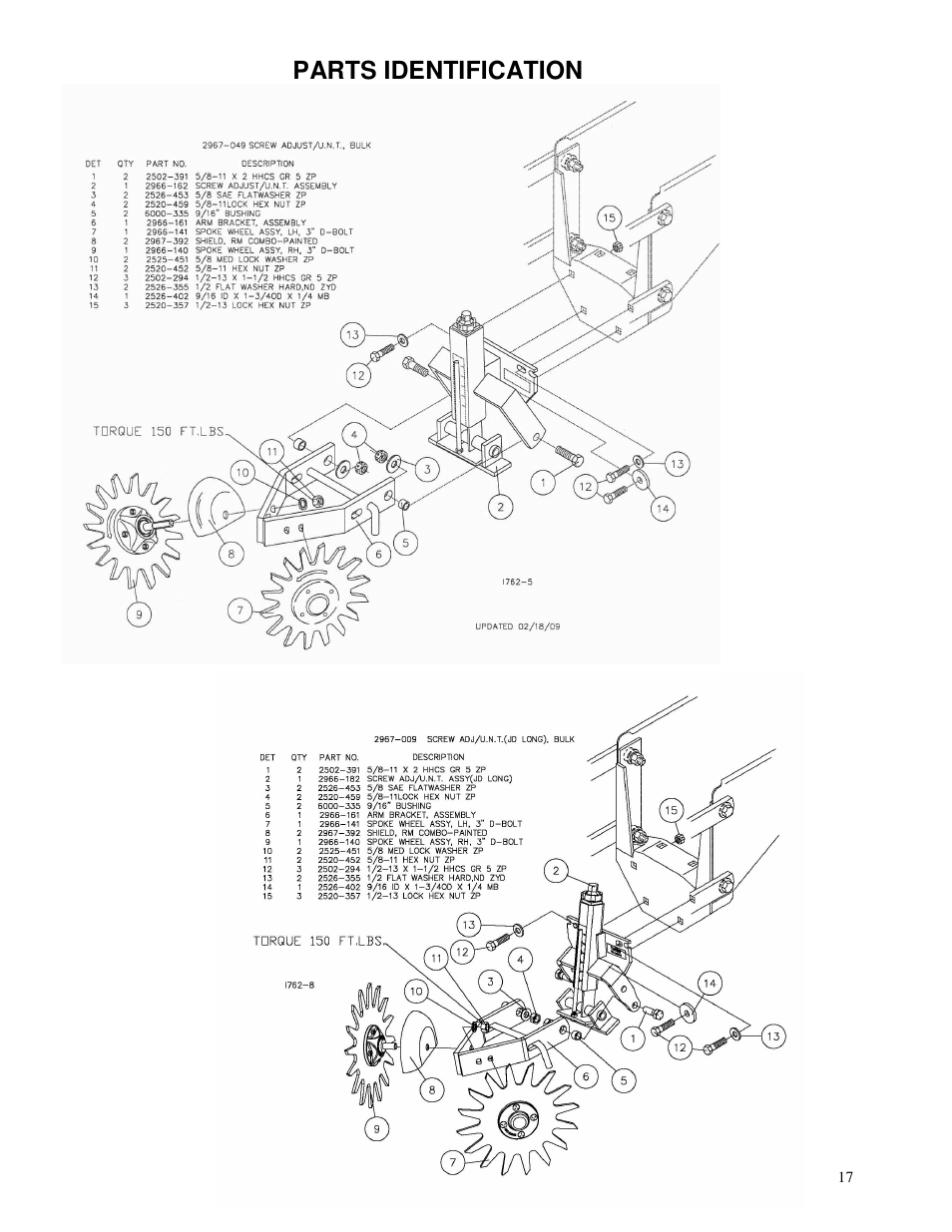 Parts identification | Yetter 2967-009 Residue Manager User Manual | Page 17 / 20