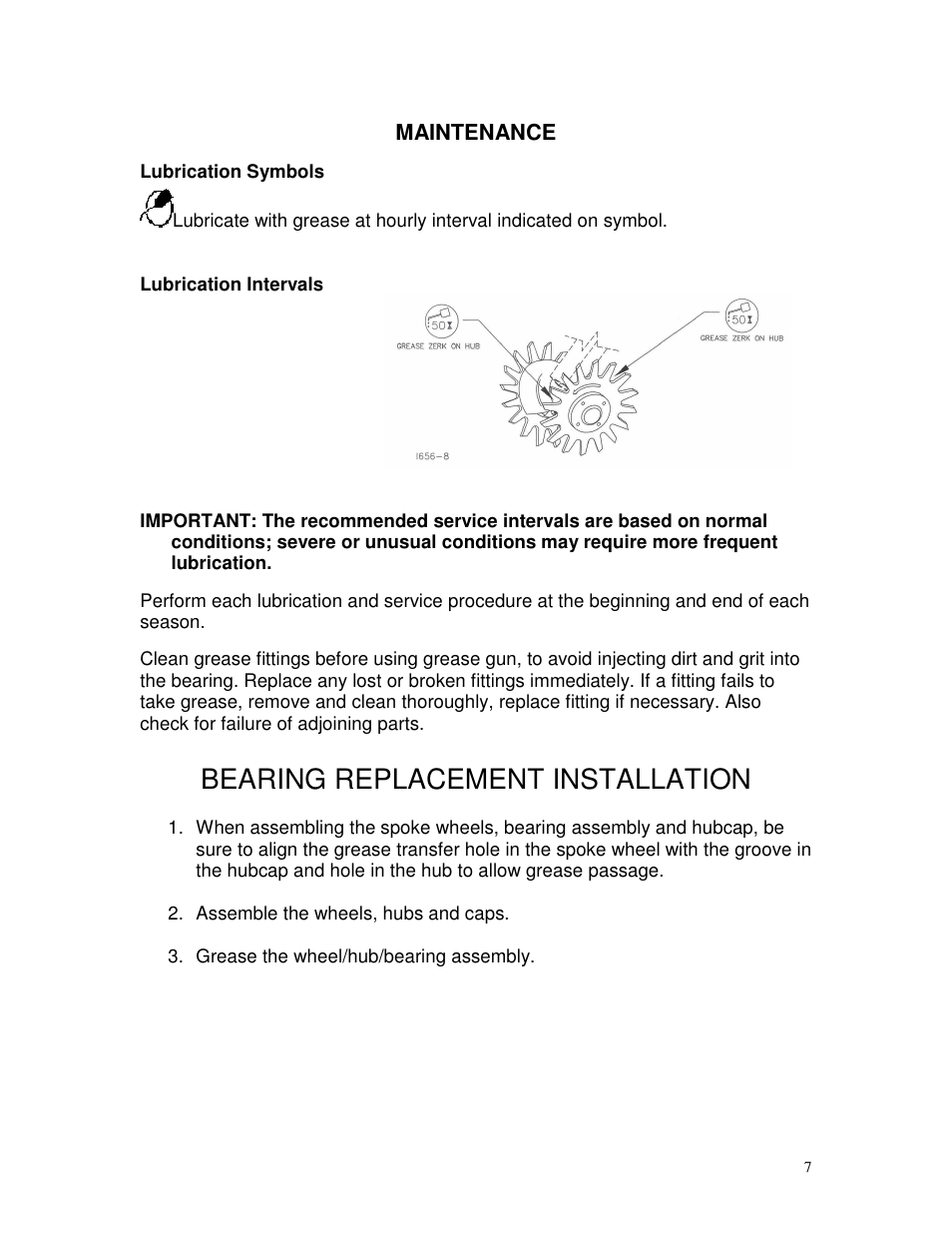 Bearing replacement installation | Yetter 2967-081 Residue Manager for JD Screw Adjust User Manual | Page 7 / 8