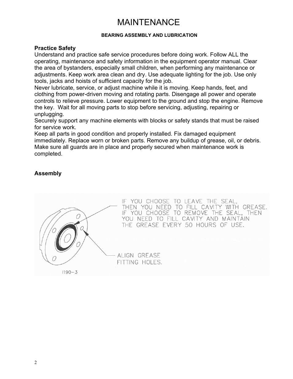 Maintenance | Yetter 2967-101 wheel assembly User Manual | Page 2 / 8