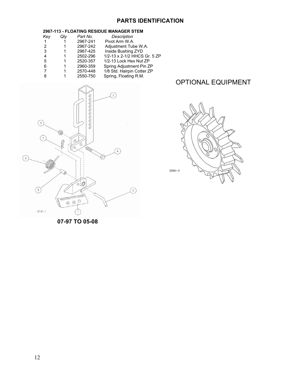 Optional equipment | Yetter 2967-122 Floating Residue Manager User Manual | Page 12 / 20