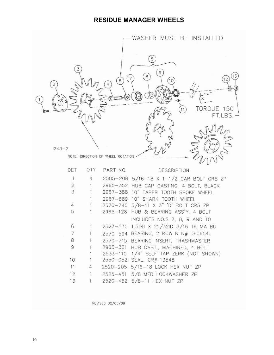 Yetter 2967-135 Residue Manager Attachment for Case Coulter User Manual | Page 16 / 20