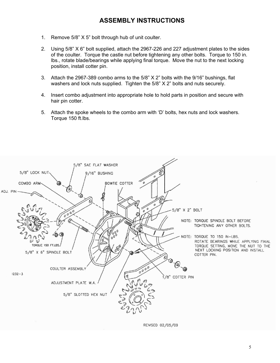 Assembly instructions | Yetter 2967-135 Residue Manager Attachment for Case Coulter User Manual | Page 5 / 20