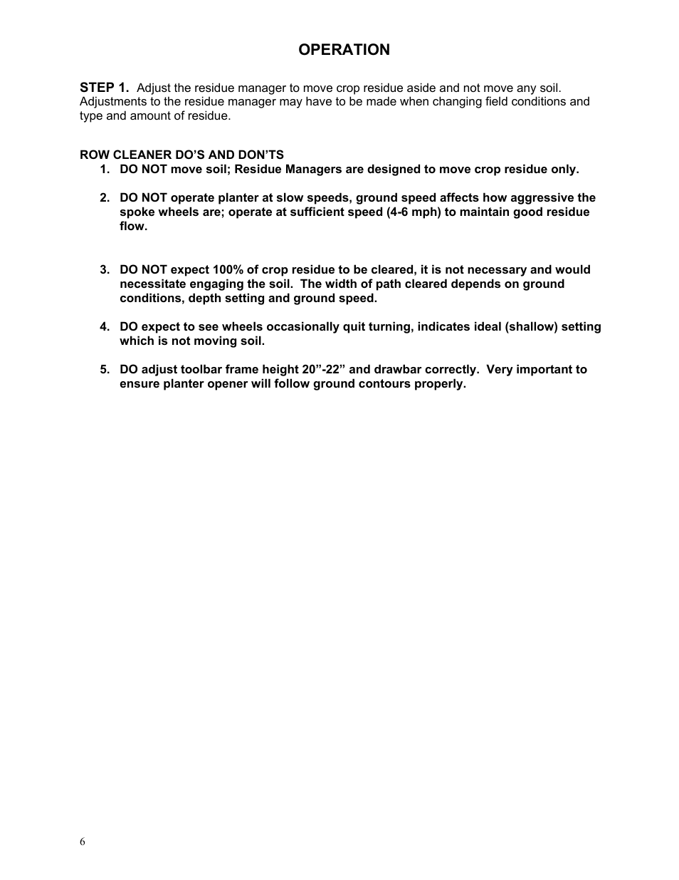 Operation | Yetter 2967-135 Residue Manager Attachment for Case Coulter User Manual | Page 6 / 20