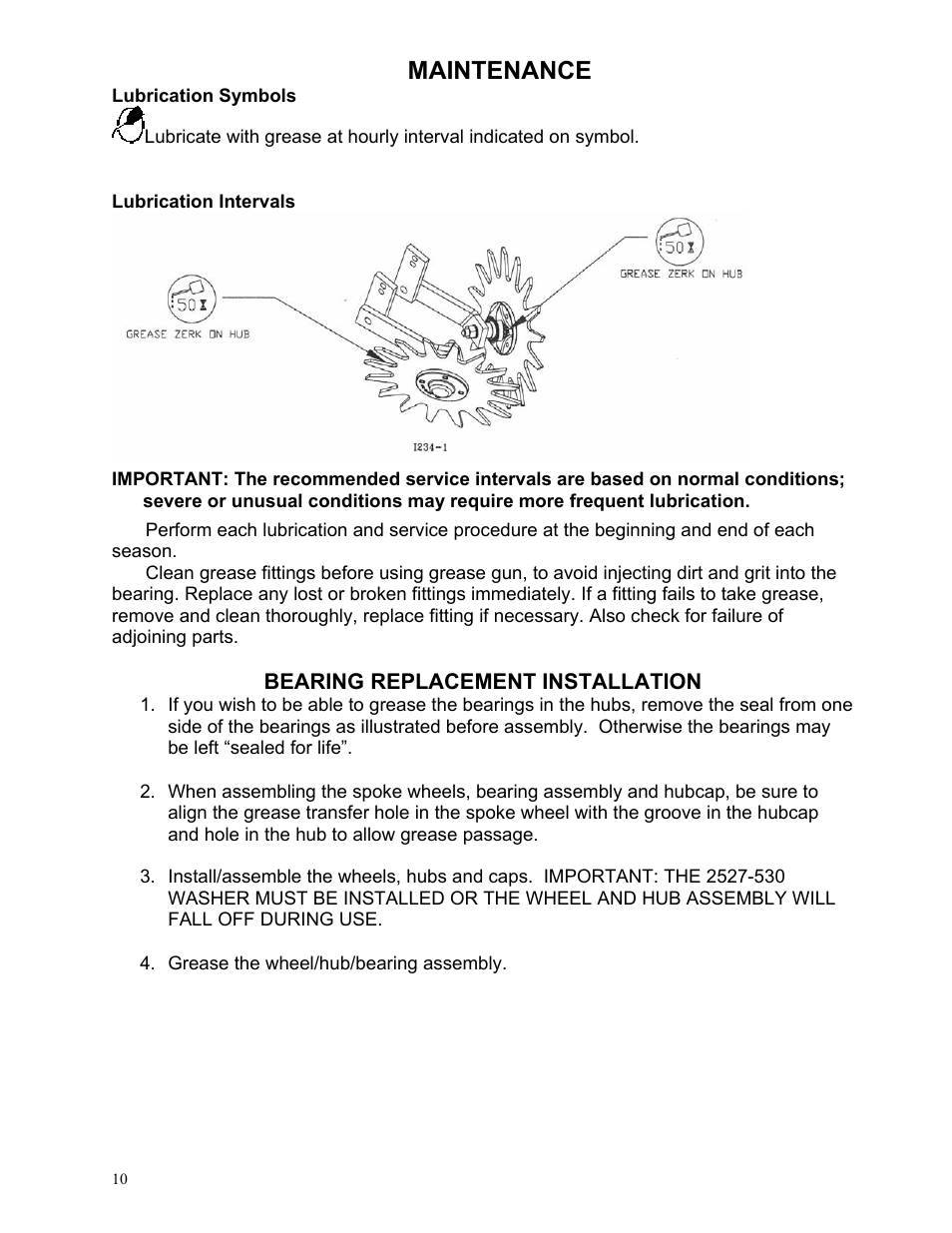Maintenance | Yetter 2967-140 Residue Manager Attachment for White-New Idea Frame Mounted No-Till Coulter User Manual | Page 10 / 16