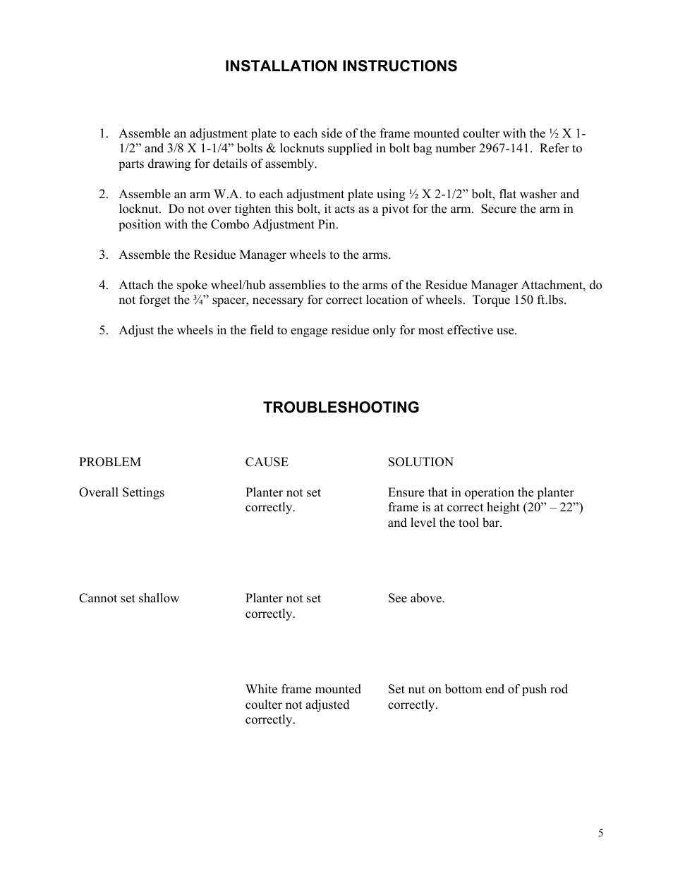 Yetter 2967-140 Residue Manager Attachment for White-New Idea Frame Mounted No-Till Coulter User Manual | Page 5 / 16