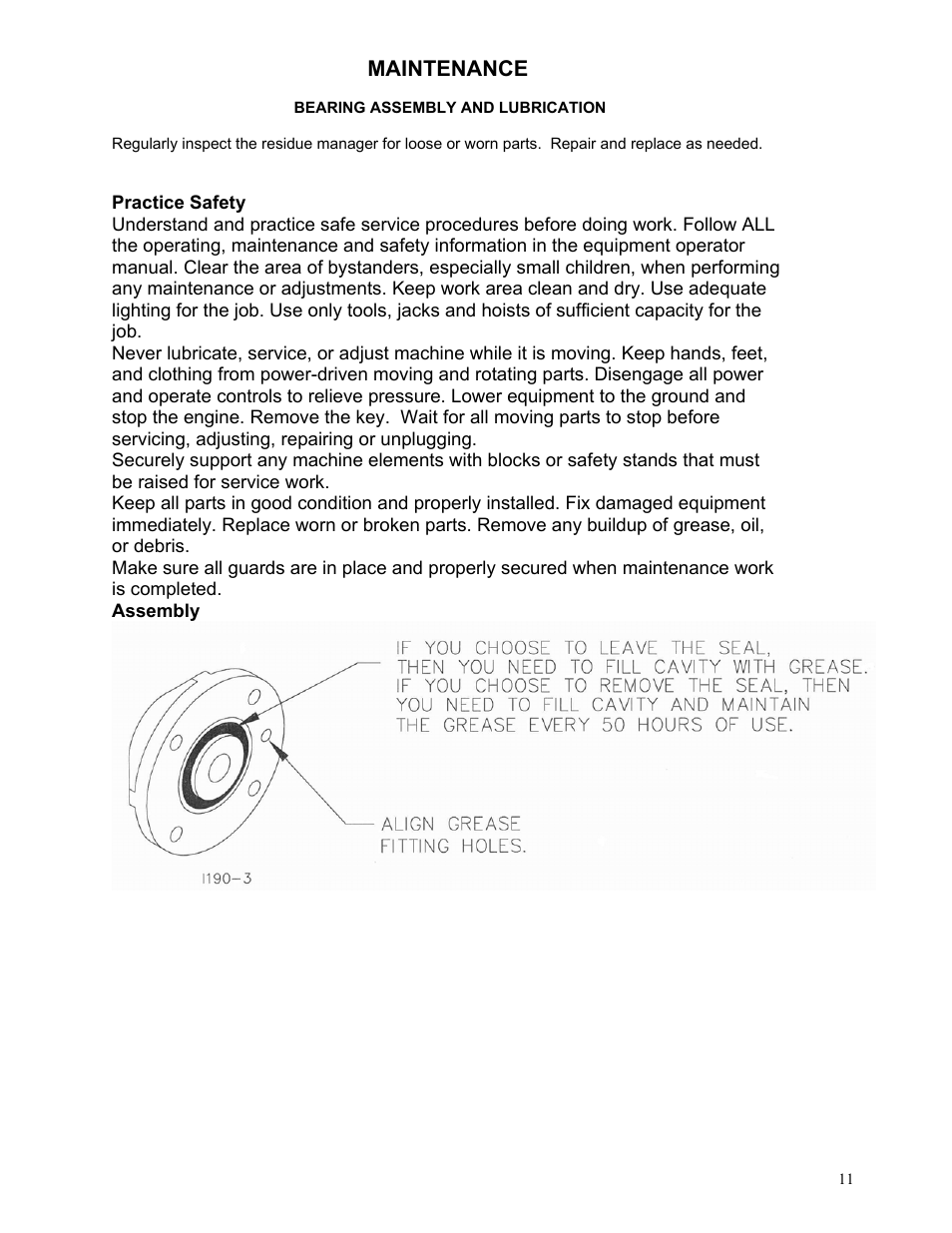 Maintenance | Yetter 2967-145 Residue Manager Attachment for Yetter/John Deere 7000 Unit Mounted Conservation Coulter User Manual | Page 11 / 20