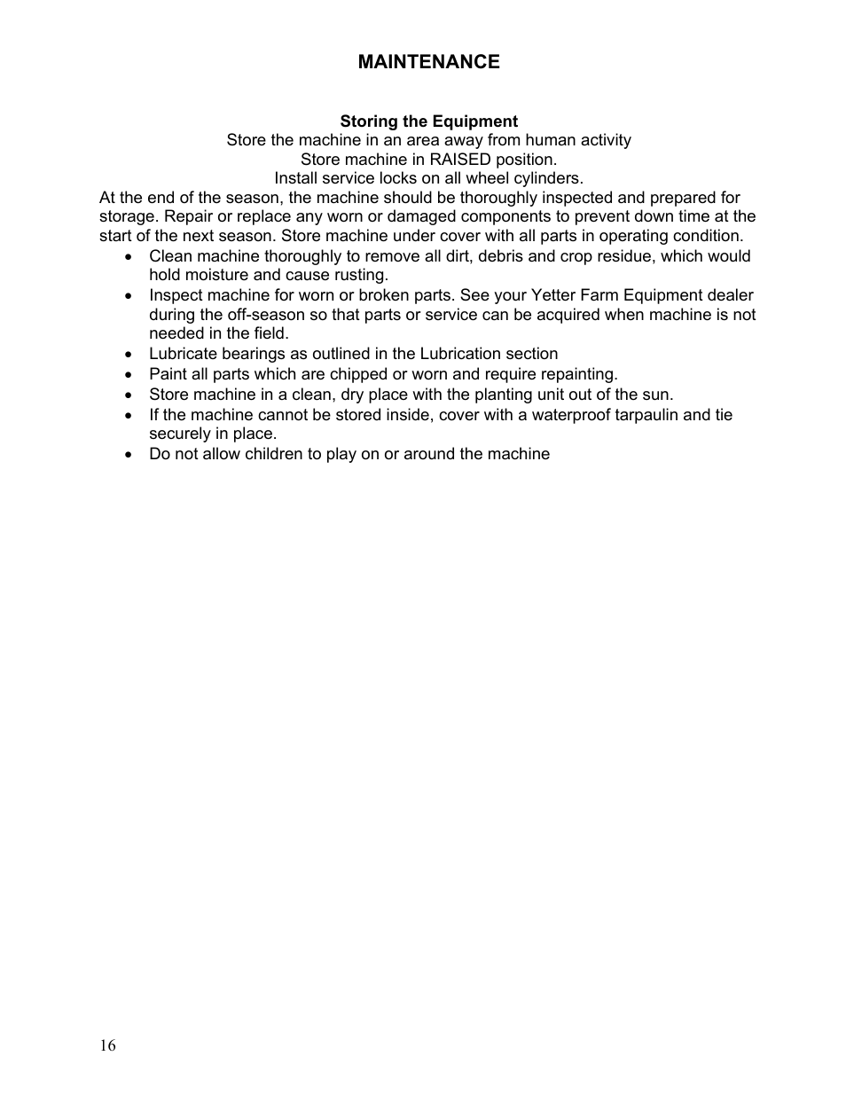 Yetter 2967-180 Residue Manager for 2959 Offset Injection Coulter User Manual | Page 16 / 20