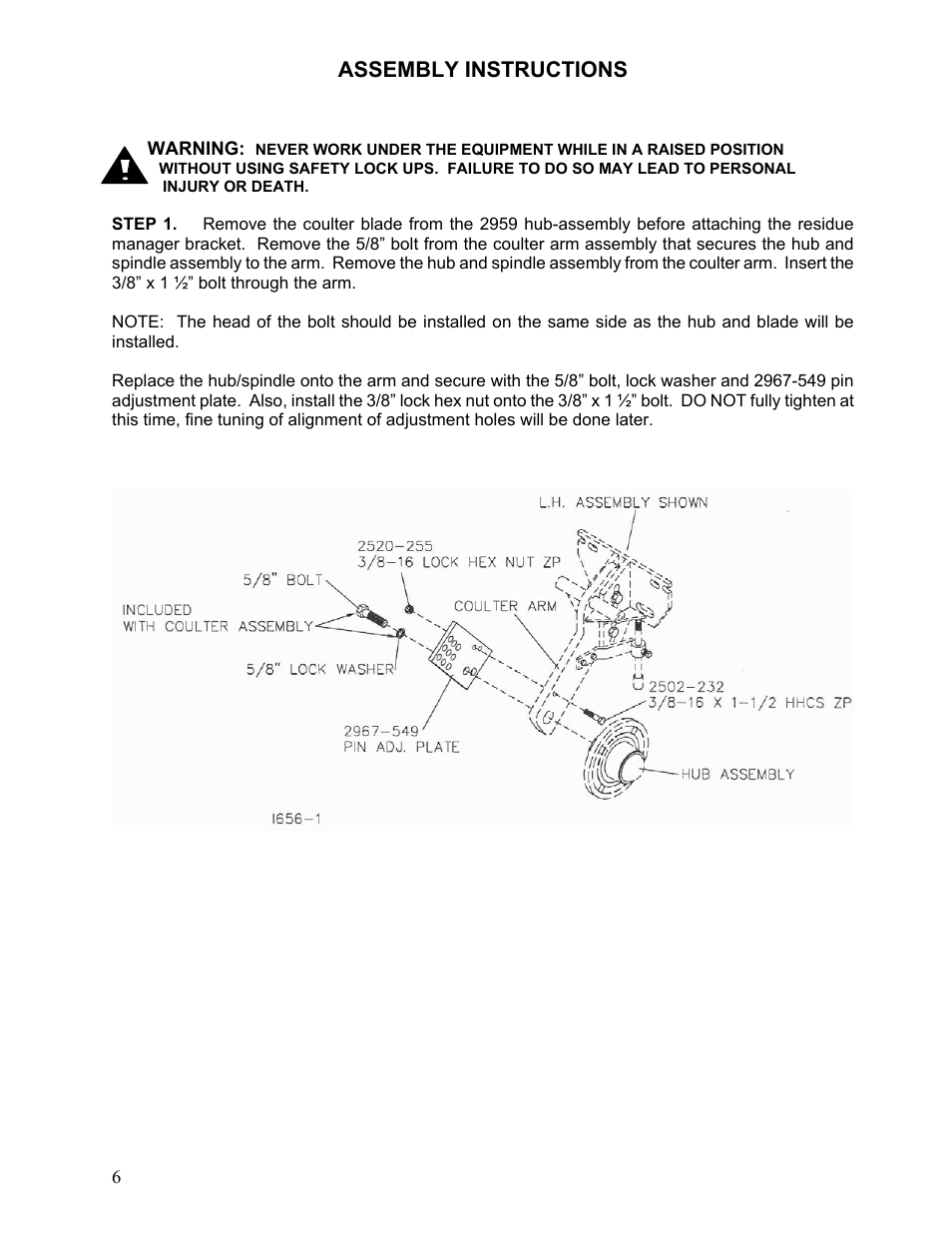Assembly instructions | Yetter 2967-180 Residue Manager for 2959 Offset Injection Coulter User Manual | Page 6 / 20