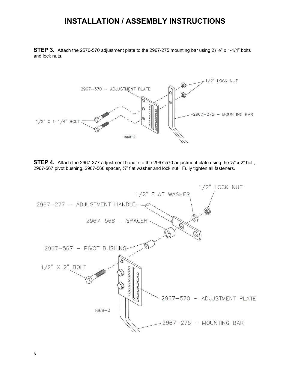 Installation / assembly instructions | Yetter 2967-188 Quick Adjust Kit For 2967-015 Residue Manager User Manual | Page 6 / 12