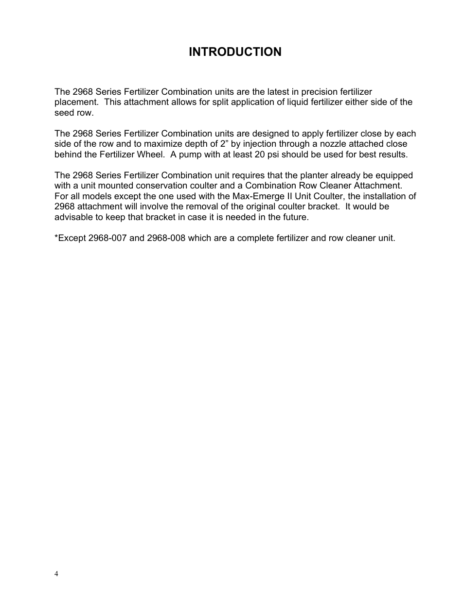 Introduction | Yetter 2968 Fertilizer Combination Unit User Manual | Page 4 / 24