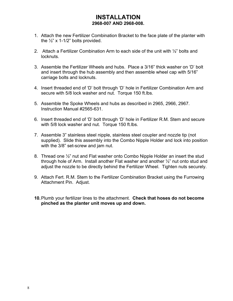 Installation | Yetter 2968 Fertilizer Combination Unit User Manual | Page 8 / 24