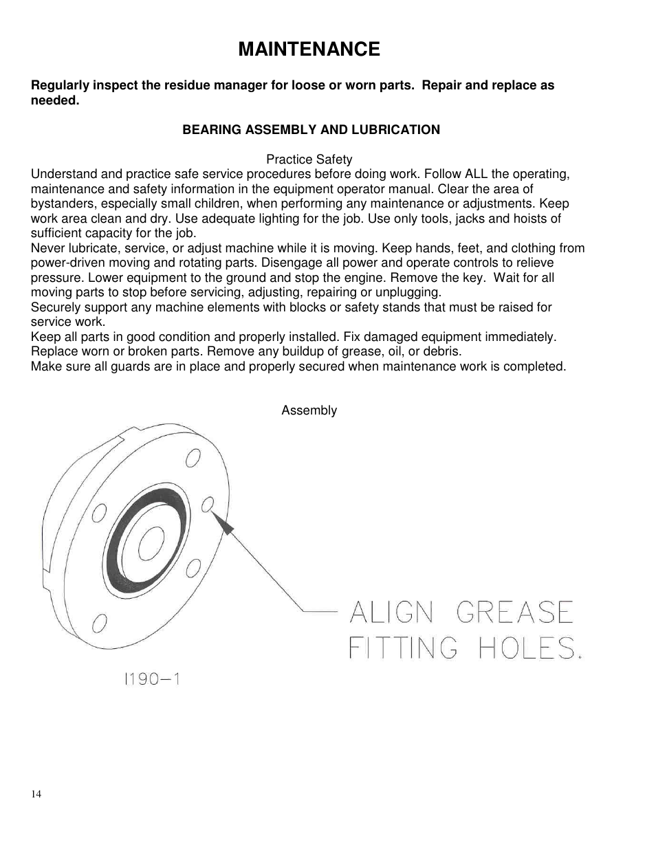 Maintenance | Yetter 2968 Row Unit Mid-mount Fertilizer Injection Opener User Manual | Page 14 / 24