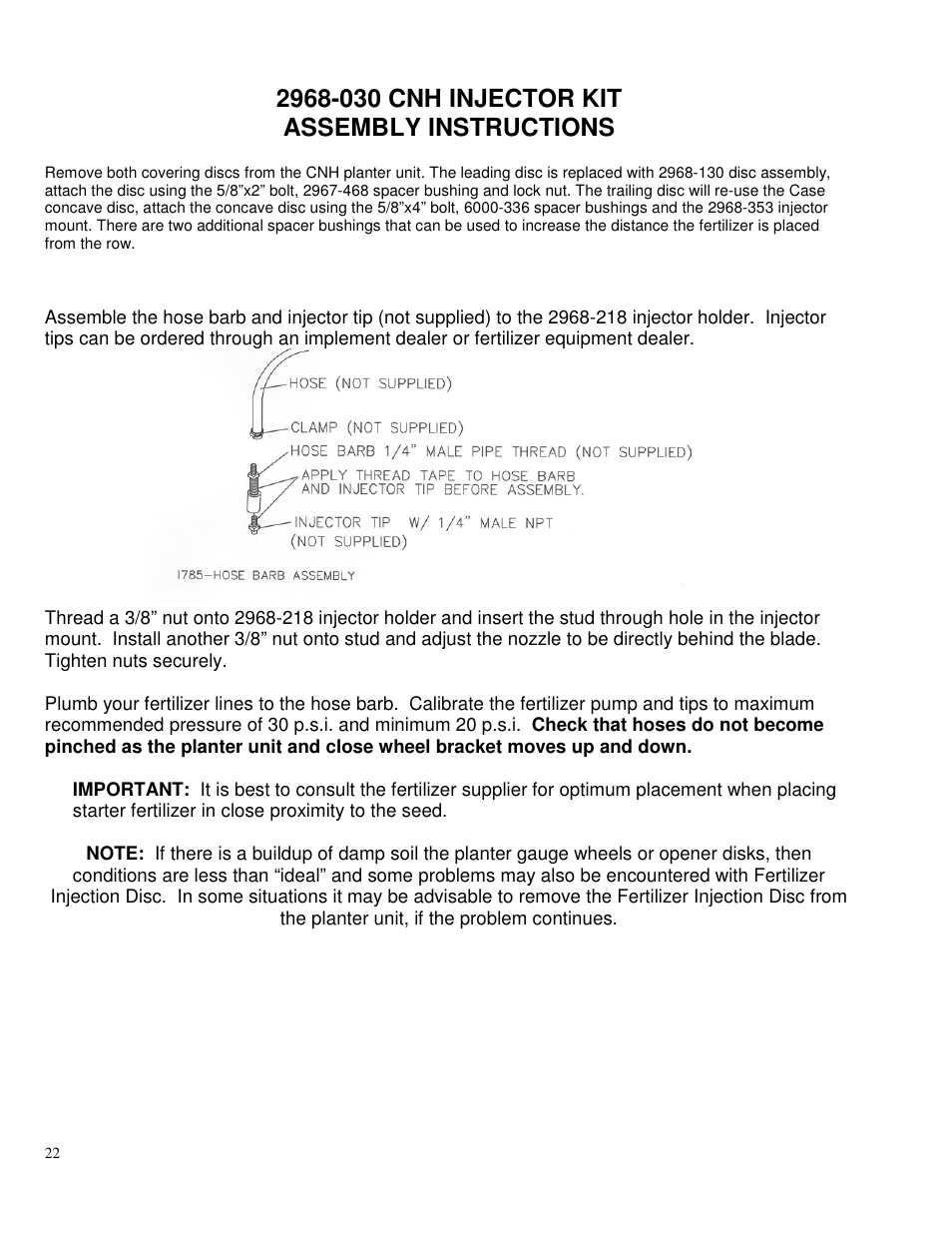 Yetter 2968 Row Unit Mid-mount Fertilizer Injection Opener User Manual | Page 22 / 24