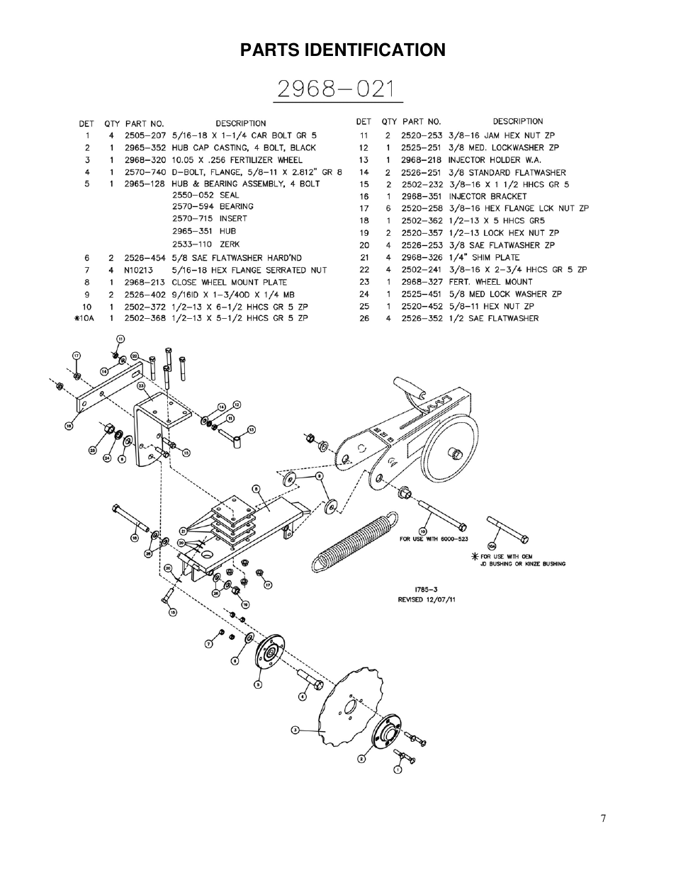 Parts identification | Yetter 2968 Row Unit Mid-mount Fertilizer Injection Opener User Manual | Page 7 / 24