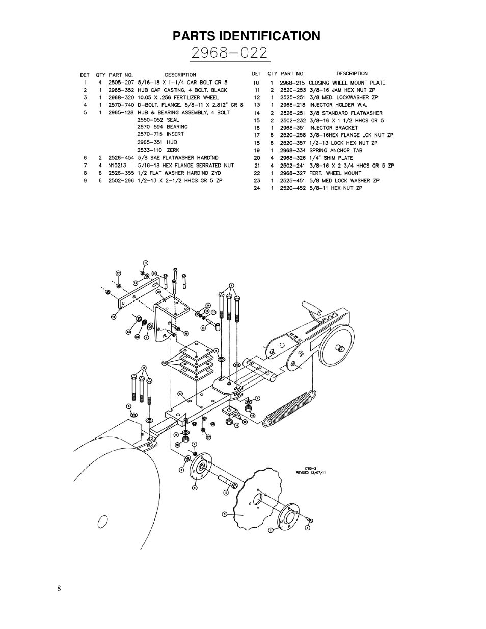 Parts identification | Yetter 2968 Row Unit Mid-mount Fertilizer Injection Opener User Manual | Page 8 / 24