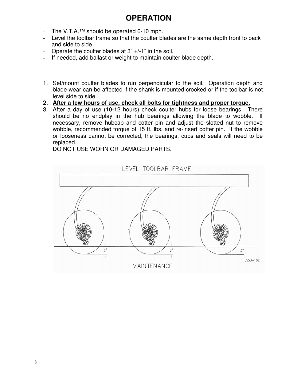 Operation | Yetter 2982-001 V.T.A. User Manual | Page 8 / 12