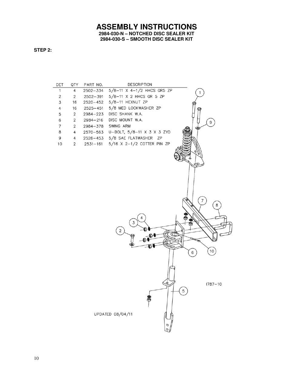 Assembly instructions | Yetter 2984 Series Maverick HR Plus User Manual | Page 10 / 52