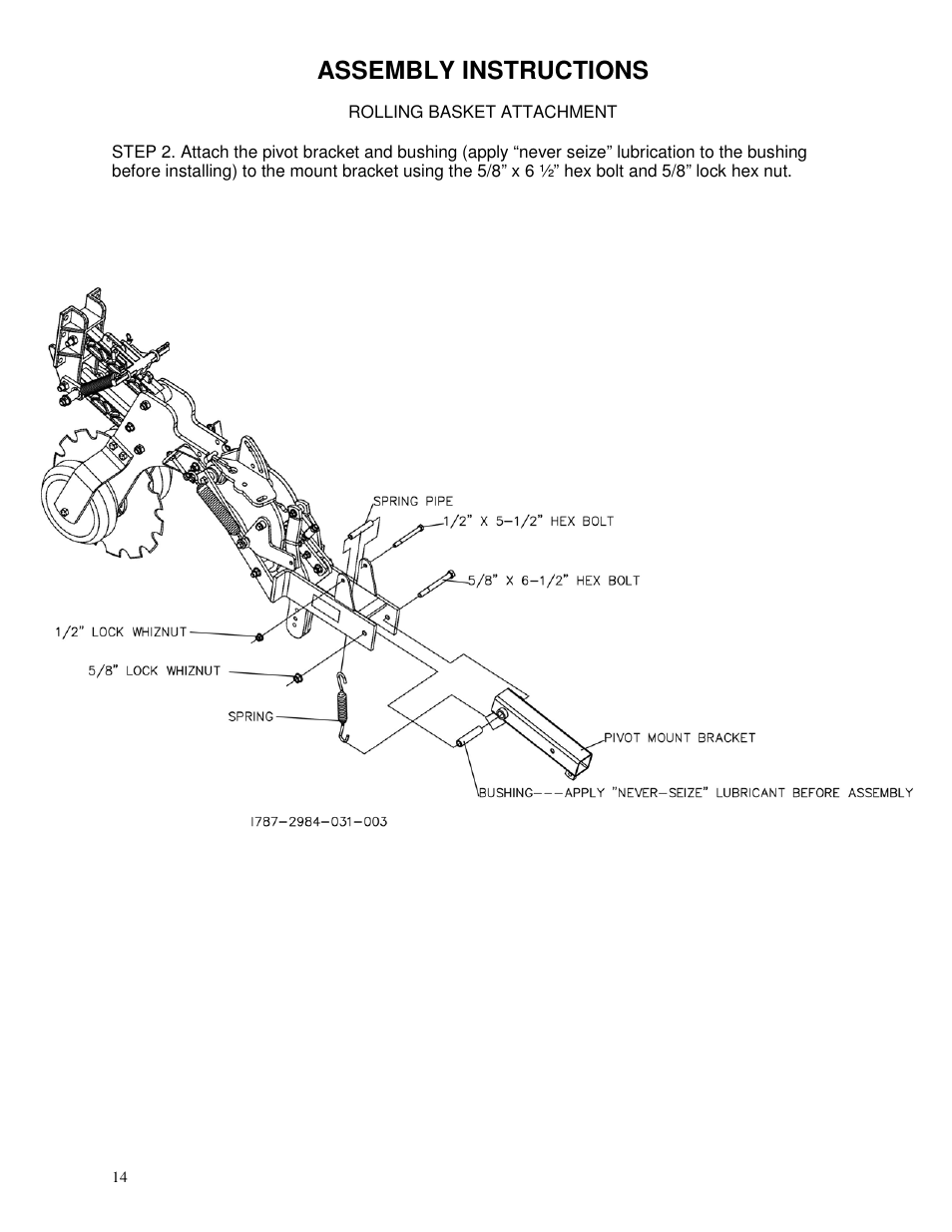 Assembly instructions | Yetter 2984 Series Maverick HR Plus User Manual | Page 14 / 52