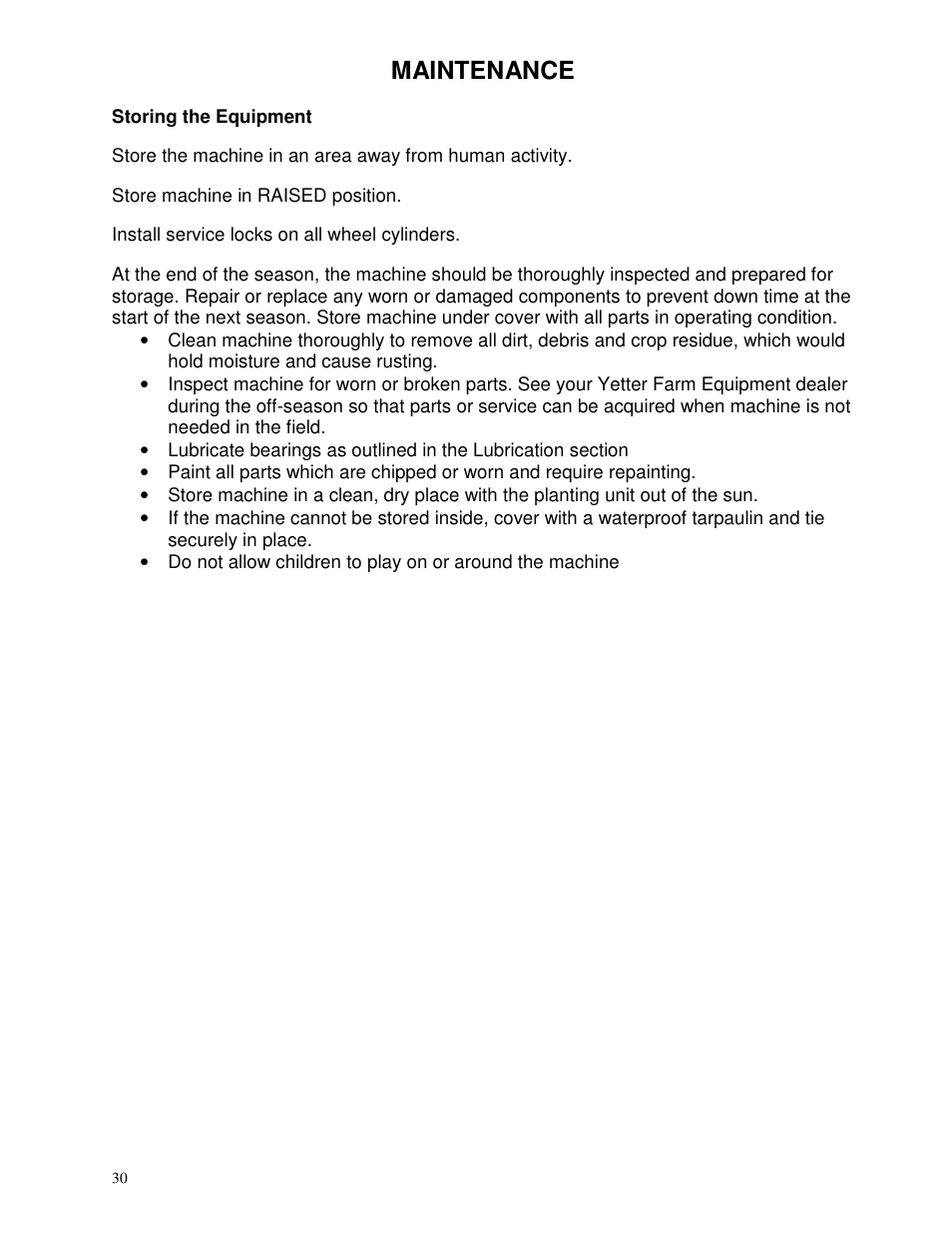 Maintenance | Yetter 2984 Series Maverick HR Plus User Manual | Page 30 / 52