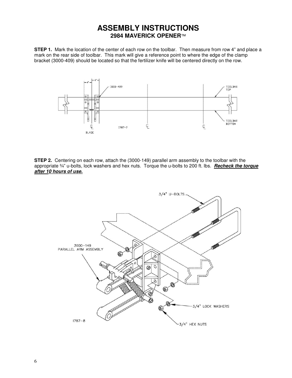 Assembly instructions | Yetter 2984 Series Maverick HR Plus User Manual | Page 6 / 52