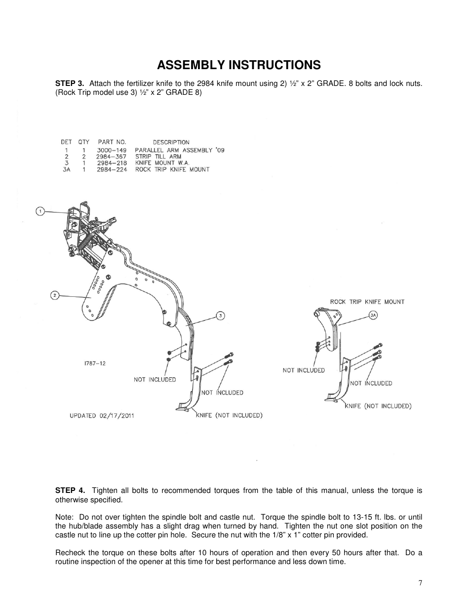 Assembly instructions | Yetter 2984 Series Maverick HR Plus User Manual | Page 7 / 52