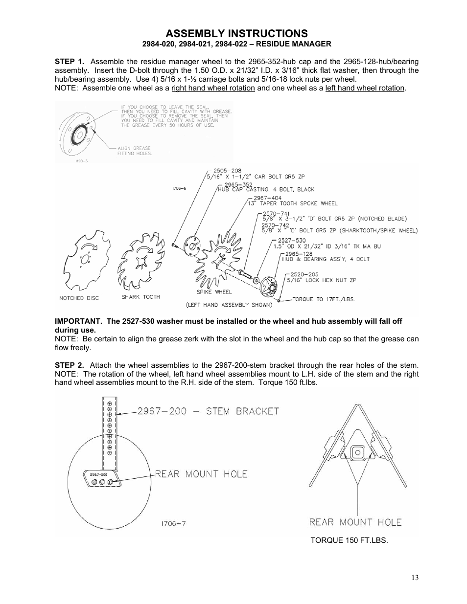 Assembly instructions | Yetter 2984 High Residue Maverick Opener User Manual | Page 13 / 40
