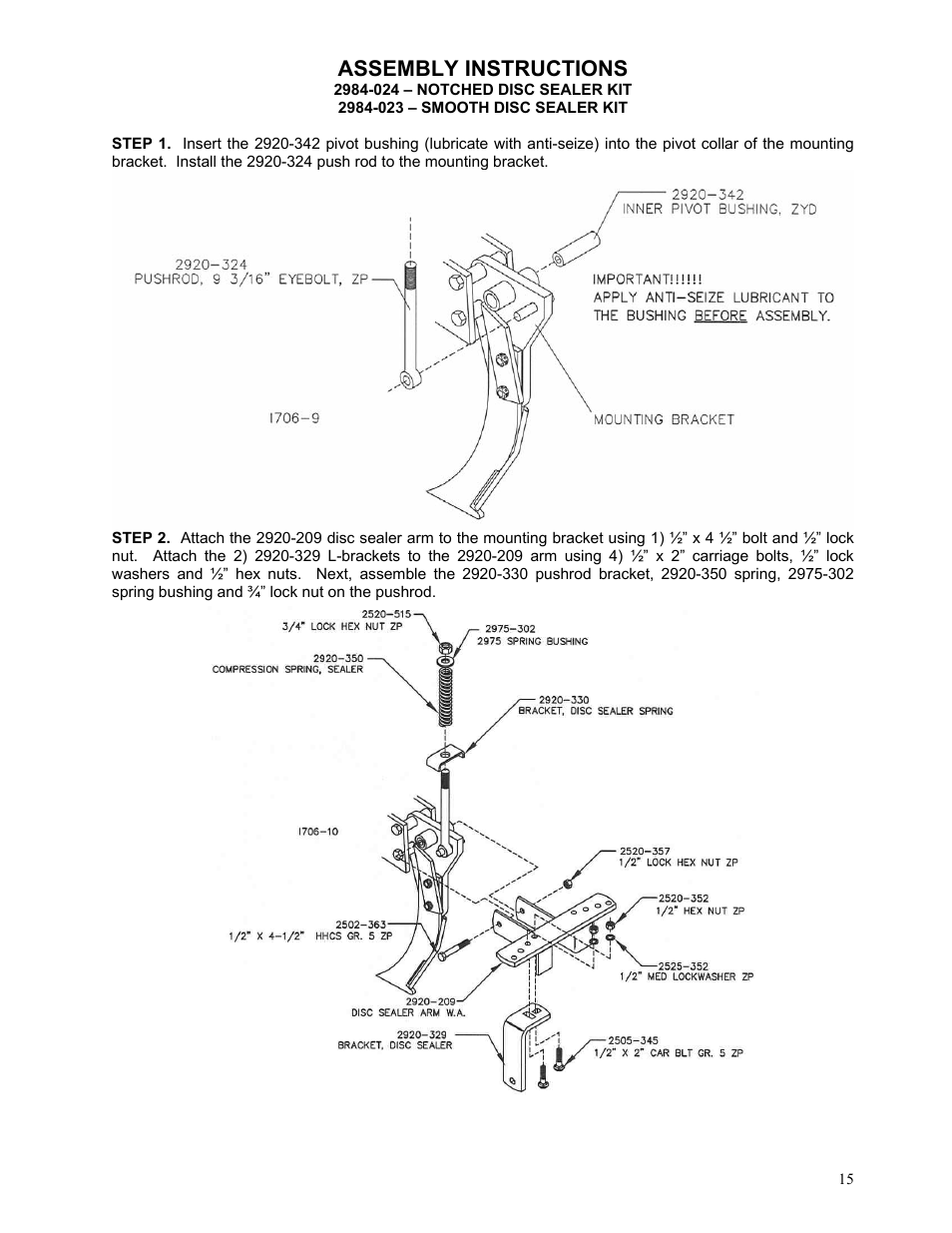 Assembly instructions | Yetter 2984 High Residue Maverick Opener User Manual | Page 15 / 40