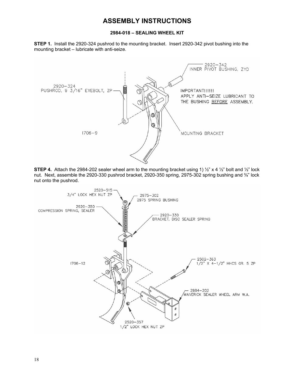 Assembly instructions | Yetter 2984 High Residue Maverick Opener User Manual | Page 18 / 40