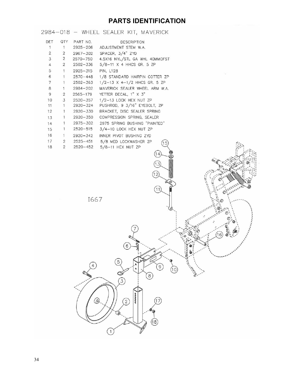 Parts identification | Yetter 2984 High Residue Maverick Opener User Manual | Page 34 / 40